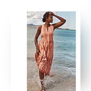 J. Jill Ibiza Tiered Maci Dress Medium tangerine multi MINT worn once